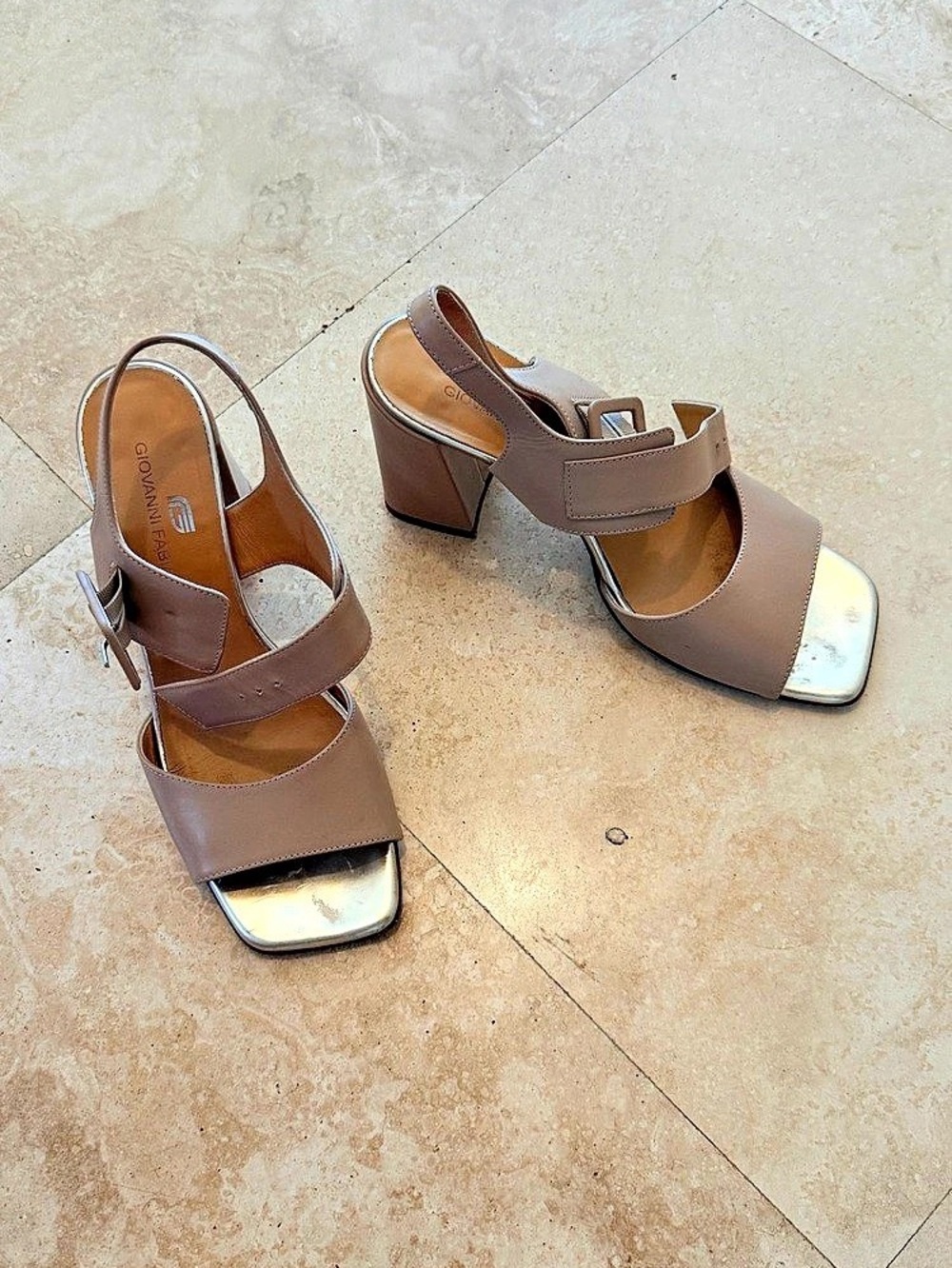 Giovanni Fabiani Metallic Toe Heels Brown & Silver EU 39/US9